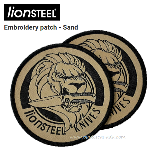 Lion Steel Embroidery Patch, Large, Sand